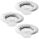 3 Pack - 2.125" Top / 1" Basket, Stainless Steel Slop, Utility, Kitchen and Bathroom Sink Strainer. 1/16" Holes.