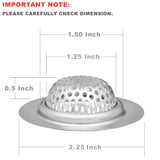 2 Pack - 2.125" Top / 1.25" Basket, Rust Proof Stainless Steel Bathroom Sink, Lavatory, Slop and Utility Sink Hair Catcher Drain Strainer Hair
