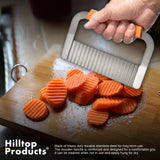 2 Pack - Crinkle Cutter, Potato Cutter, Soap Cutting Tool, French Fry Slicer, Serrated Chopping Knife for Vegetables and More - Stainless Steel Blade with Wooden Handle
