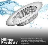 Hilltop Products® 2 Pack - 4.5" Top / 3" Basket - Kitchen Sink Drain Strainer Large Basket Food Catcher. Stainless Steel