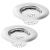 2 Pack - 2.25" Top / 1" Basket- Sink Strainer Bathroom Sink, Utility, Slop, Laundry, RV and Lavatory Sink Drain Strainer Hair Catcher. 1/16" Holes. Stainless Steel