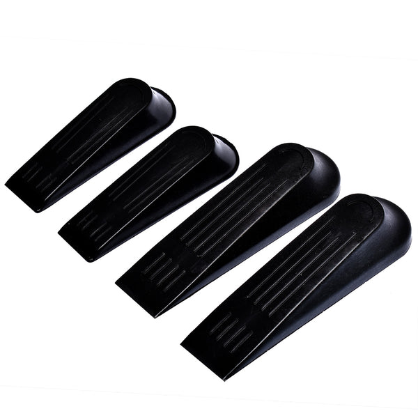 4 Pack - Door Wedges for CARPET Surface, Black Plastic (2 Large and 2 Small) by Hilltop Products