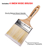 5pcs - Premium Bristle Paint Brushes Set - 4 inch, 3 inch, 2 inch, 1.5 inch, 1 inch
