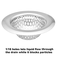 2 Pack - 2.125" Top / 1.25" Basket, Rust Proof Stainless Steel Bathroom Sink, Lavatory, Slop and Utility Sink Hair Catcher Drain Strainer Hair
